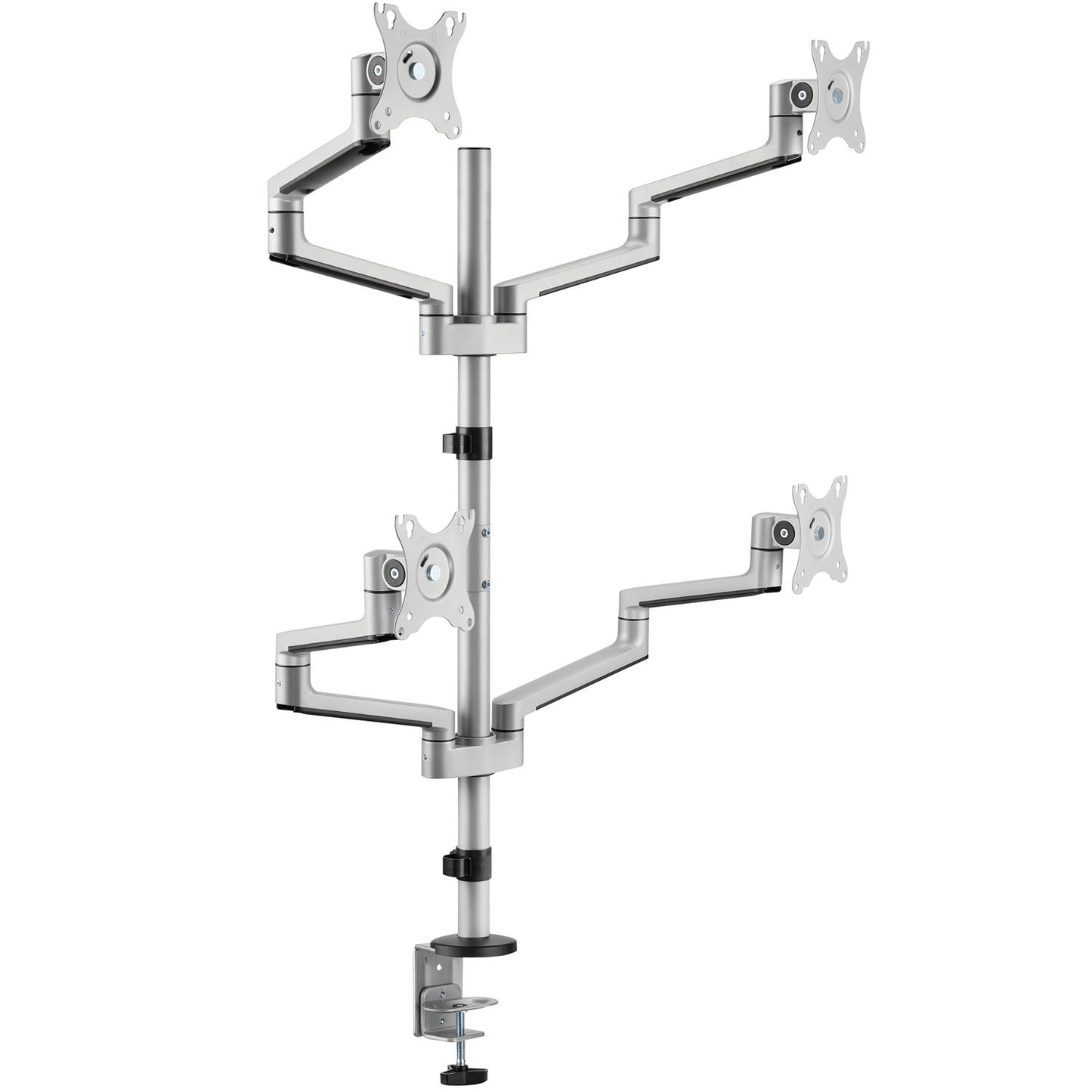 Logilink Quad monitorbeslag til 4 skærme 17-32", sølv/sort, brandbeslag, klemmebase.
