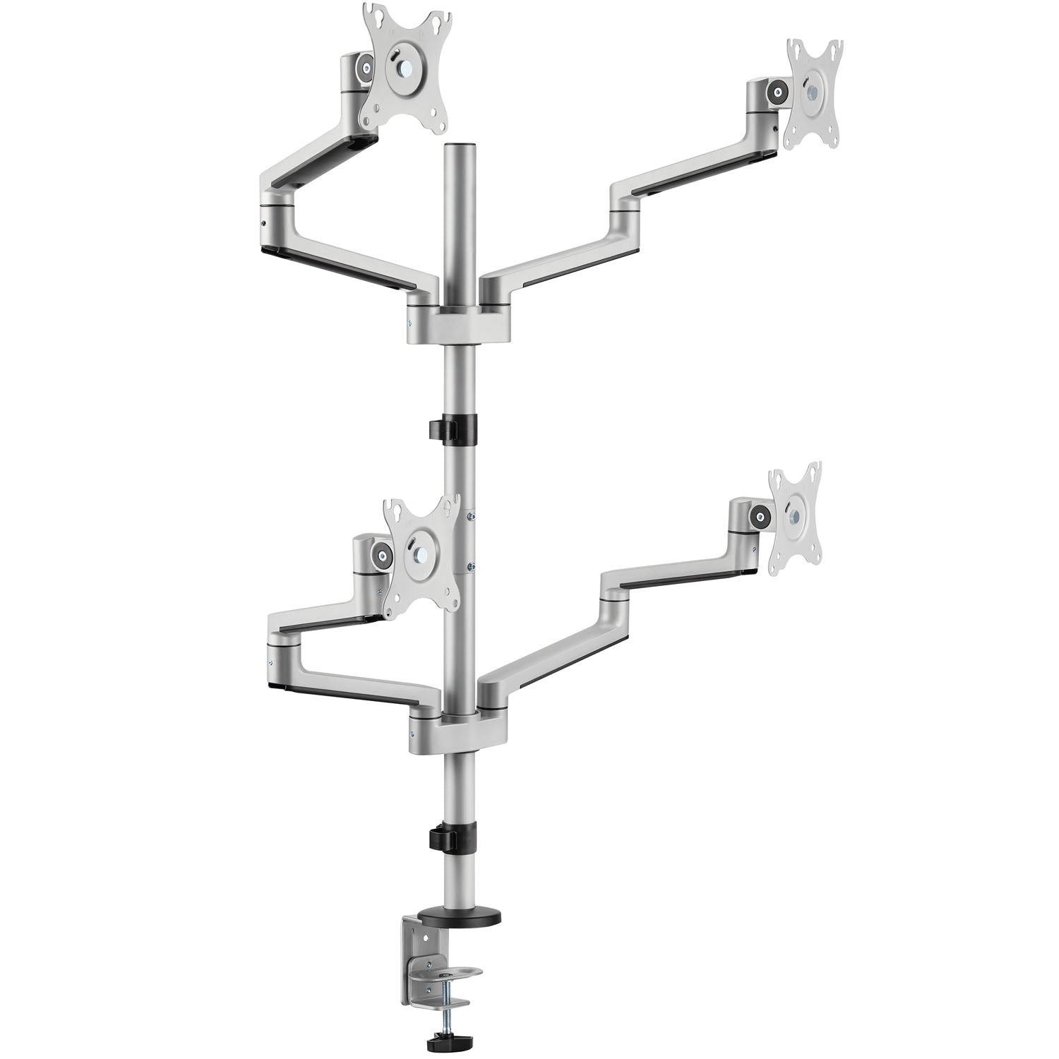 Logilink Quad monitorbeslag til 4 skærme 17-32", sølv/sort, brandbeslag, klemmebase.