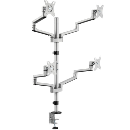 Logilink Quad monitorbeslag til 4 skærme 17-32", sølv/sort, brandbeslag, klemmebase.