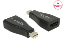 2 stk. DELOCK Mini DisplayPort til HDMI-adapter, sort, 4K30Hz, forgyldet Mini DisplayPort, HDMI-port, »4K Ultra HD Passive«.