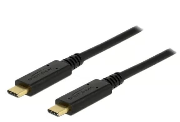 Delock USB-C til USB-C-kabel, 2 m, sort, guldbelagte stik, Power Delivery 5 A, dataoverførselshastighed 5 Gbps, 2 stk.