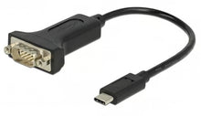 DELOCK USB-C til RS232-adapterkabel, 15 cm, sort, med USB-C-stik og 9-polet han-stik (DB9 RS232), FTDI-chipsæt.