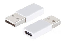 USB-A til USB-C-adapter, hvid, 2 stk., USB-A-han til USB-C-hun, kompakt design.