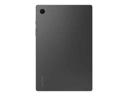 Samsung Galaxy Tab A8 10,5″ WiFi 32 GB tablet i mørkegrå set bagfra med kameraet i venstre hjørne og SAMSUNG-logoet nederst.