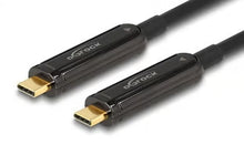 DELOCK aktivt optisk USB-C-kabel, 25 m, med DisplayPort Alternate Mode og 4K60Hz, mærket på stikket.
