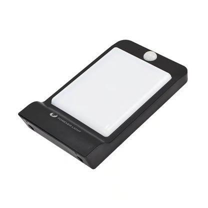 Solgræs sort solcelle-LED-væglampe 100 cm (4500K, 1200 mAh) med bred hvid lysspreder og rund sensor, AV-Cables.dk-logo nederst til venstre.