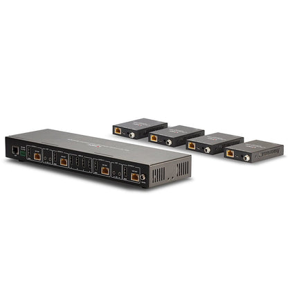 Cat 6 HDMI Matrix Extender 4K/60Hz 4x4 70m sort metallic kabinet flere Ethernet-porte HDMI 2.0.