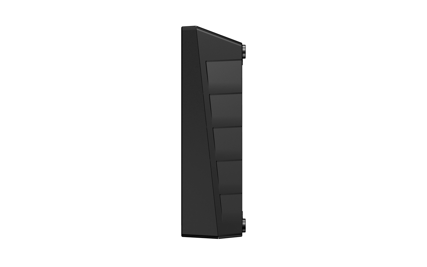 Sort mekanisk tastatur i sideprofil med fem synlige taster og skrå vinkel, kompatibel med Zaptec Go 2 Asphalt Black.
