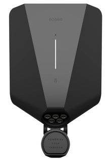 Easee Charge Up 1,4-22 kW sort vægoplader, central lodret LED, rund stikdæksel med "Powering Your Freedom.