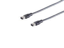 At sortere Firewire 400-kabler 6-pin til 6-pin 1,8 m med sølvfarvede stik.