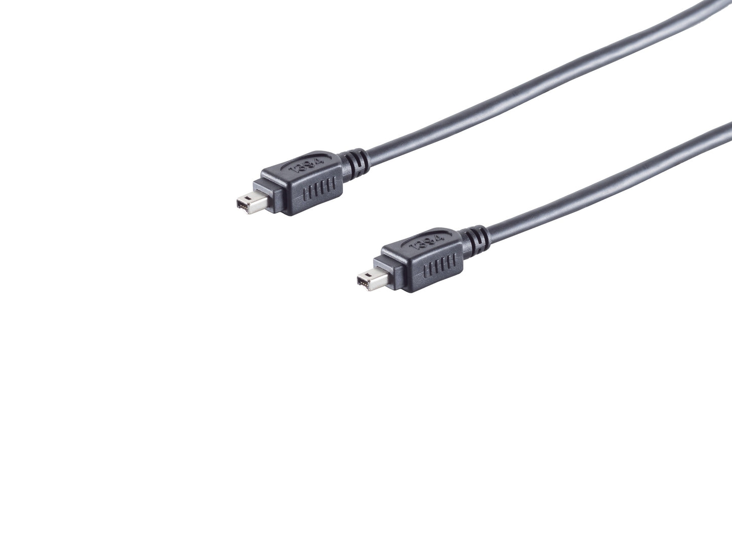Firewire 400 kabel 4-pin til 4-pin 1,8m sort med identiske firkantede stik og udadvendte ender.