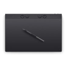Wacom Intuos Pro stor tegneplade 349x195mm sort stylus-pen fire kontrolhjul øverst mat finish set oppefra.