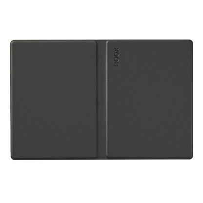 Sort Boox Onyx Gå 6 magnetisk etui, rektangulær, lukket med "BOOK" præget lodret nær midterfolden.