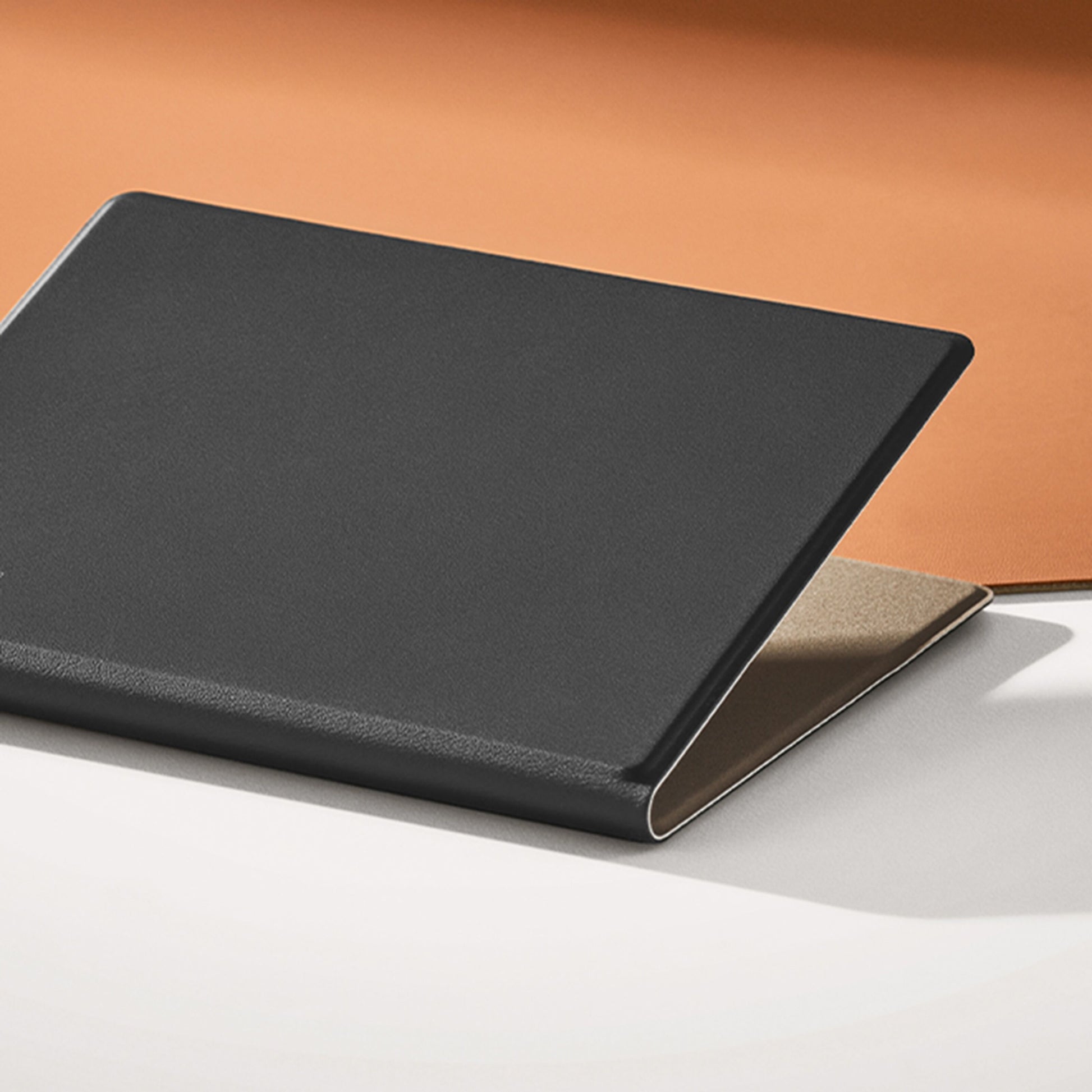 Onyx Boox Gå 6 magnetisk etui sort med lys brun inderside.