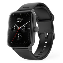 Hama 6010 Smart Watch med GPS, sort ur med firkantet display, visning af dato, tid, temperatur og helbredsværdier.