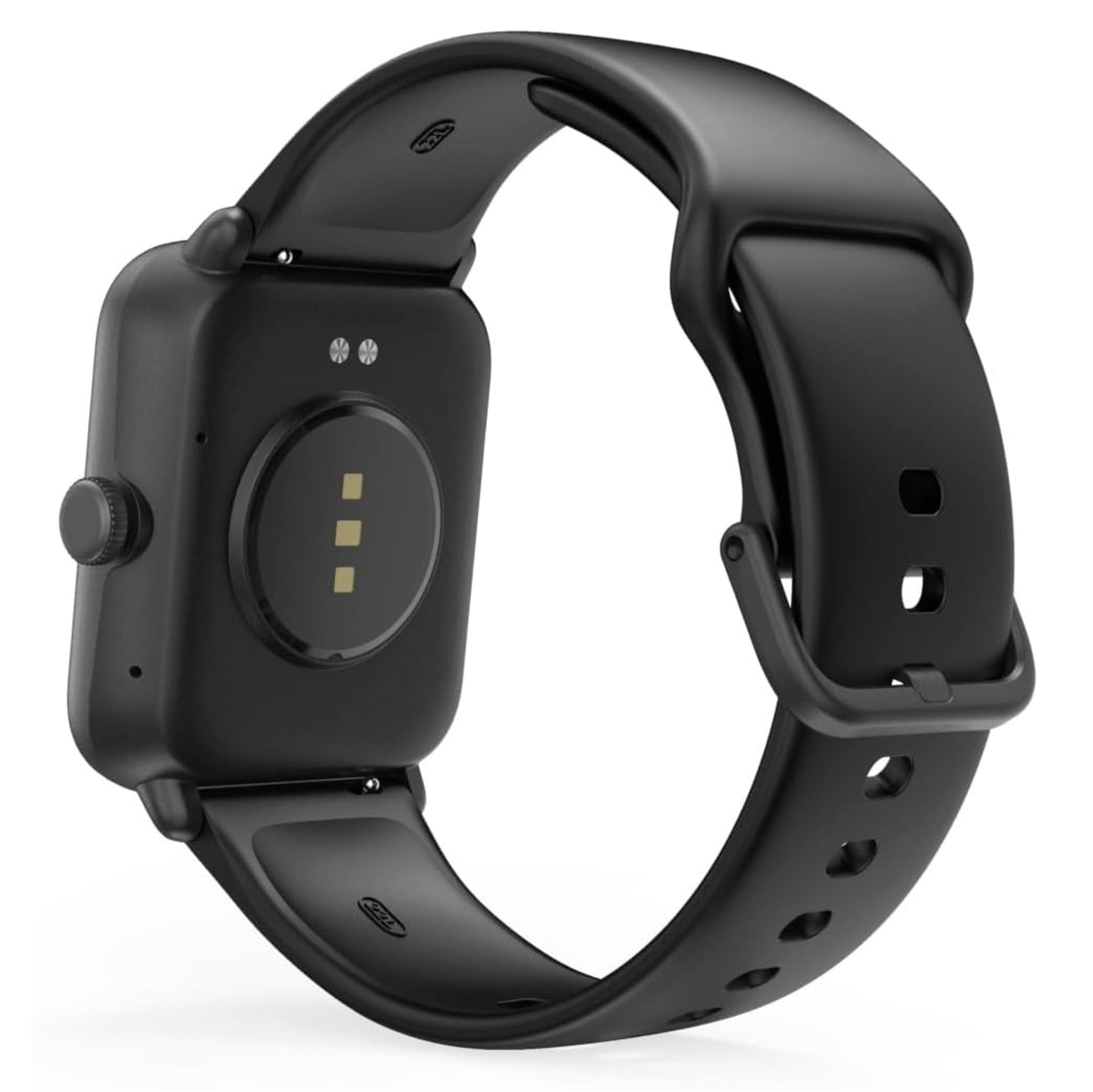 Hama 6010 Smart Watch sort med GPS, set bagfra med pulssensor og justerbar silikonerem med mange huller og spænder.