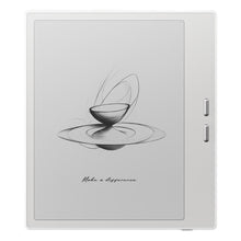 ONYX BOOX Go 7 7" E Ink læseplade, hvid, Android 13, 64GB, to højresidede knapper, skitse af skål og teksten Make a Difference.