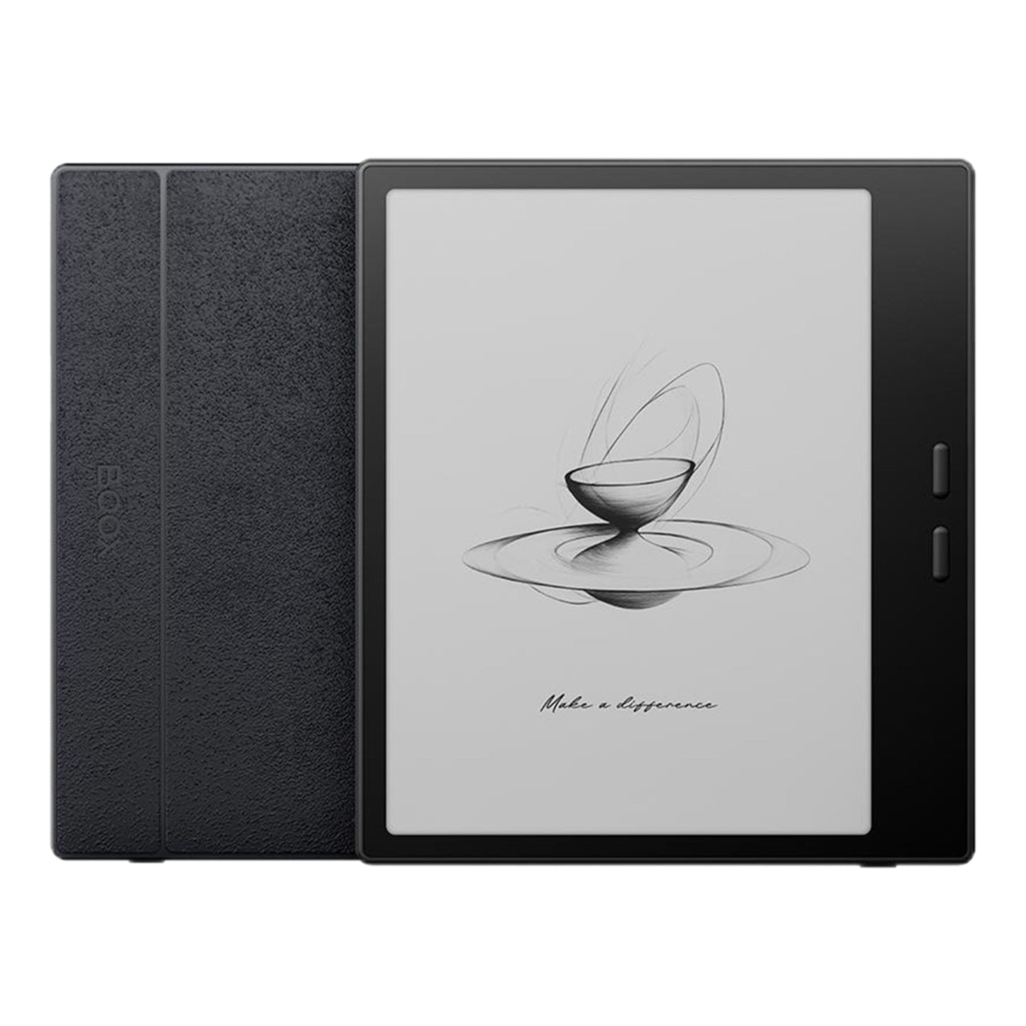 ONYX BOOX Go 7 sort 7" E Ink Carta 1300 læseplade med Android 13, tekstur-cover og to knapper til højre, skærmtekst synlig.