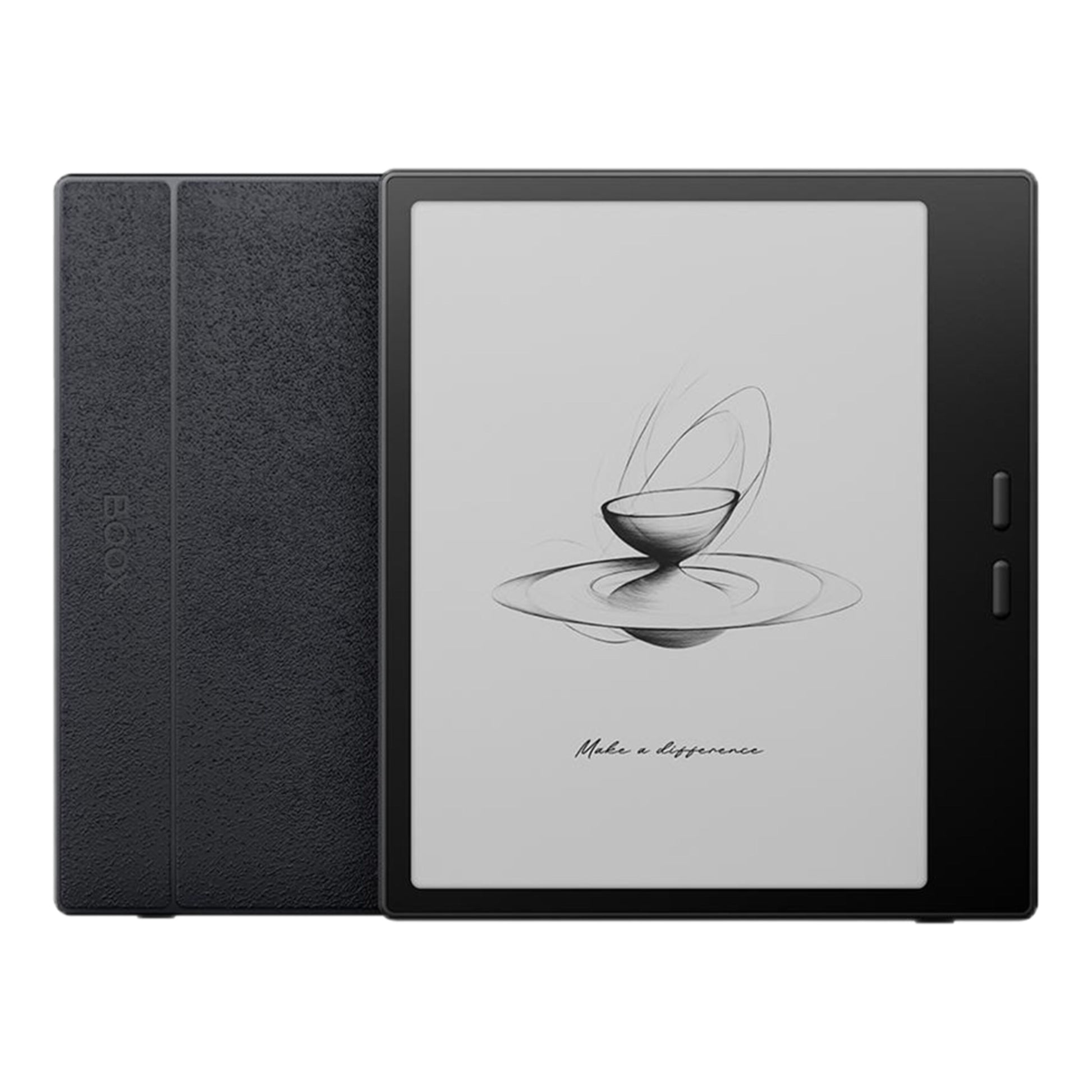 ONYX BOOX Go 7 sort 7" E Ink Carta 1300 læseplade med Android 13, tekstur-cover og to knapper til højre, skærmtekst synlig.