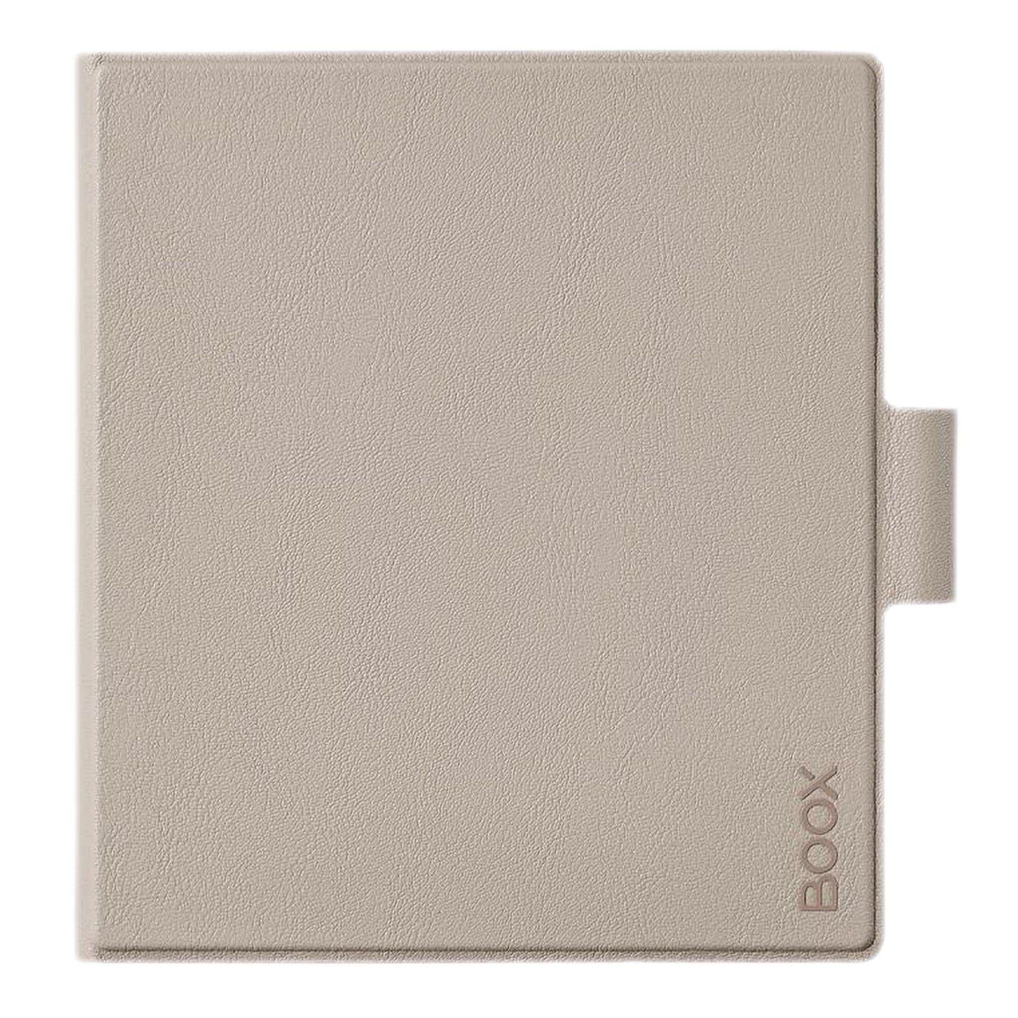 BOOX magnetisk etui til Go 7-serien beige, lukket lysebrunt vegansk læder med BOOX-logo nederst og lille sidetab.