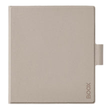 BOOX magnetisk etui til Go 7-serien beige, lukket lysebrunt vegansk læder med BOOX-logo nederst og lille sidetab.