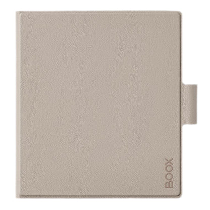BOOX magnetisk etui til Go 7-serien beige, lukket lysebrunt vegansk læder med BOOX-logo nederst og lille sidetab.