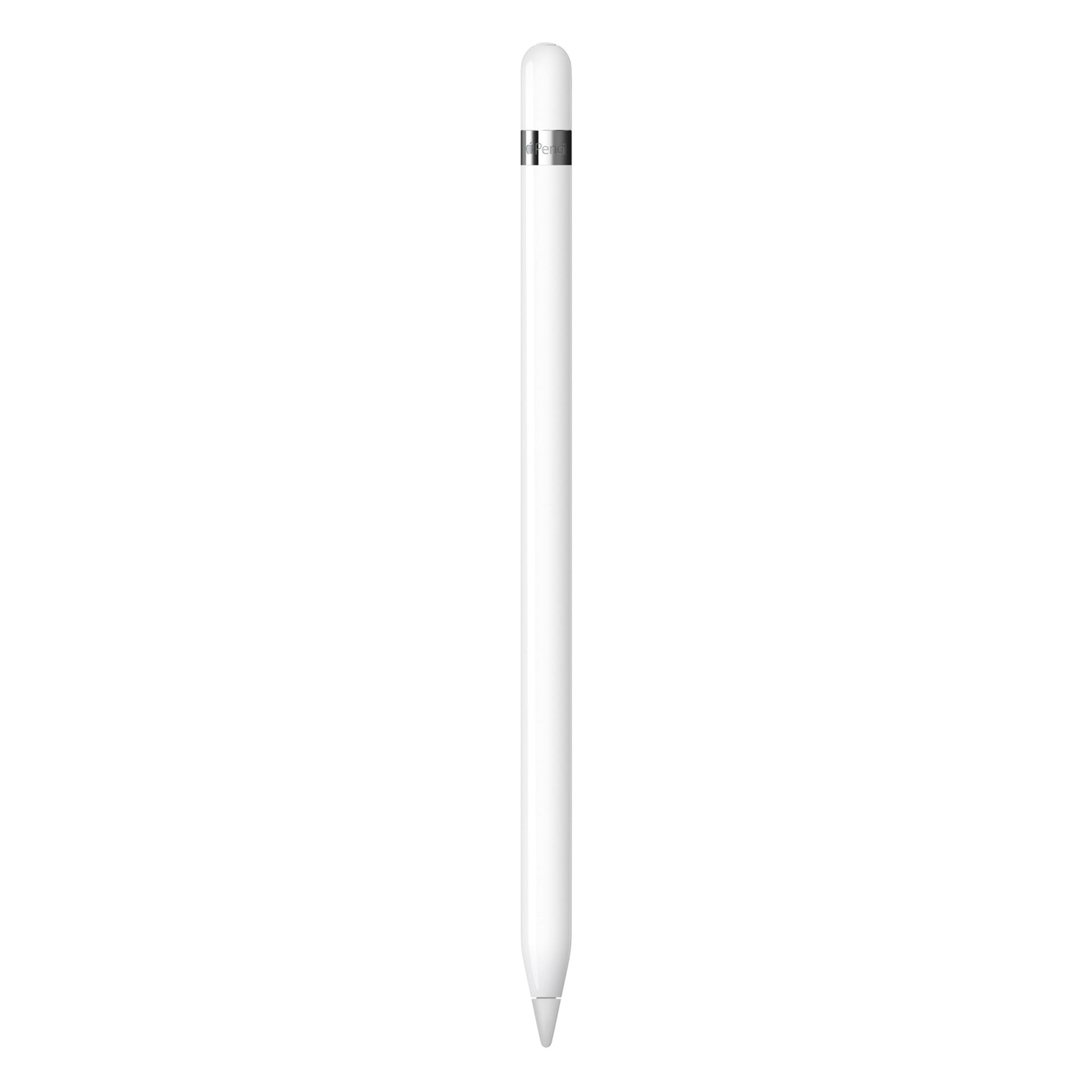 Apple Pencil Gen 1 hvid digital stylus med sølvbånd øverst, vist lodret, kompatibel med iPad.