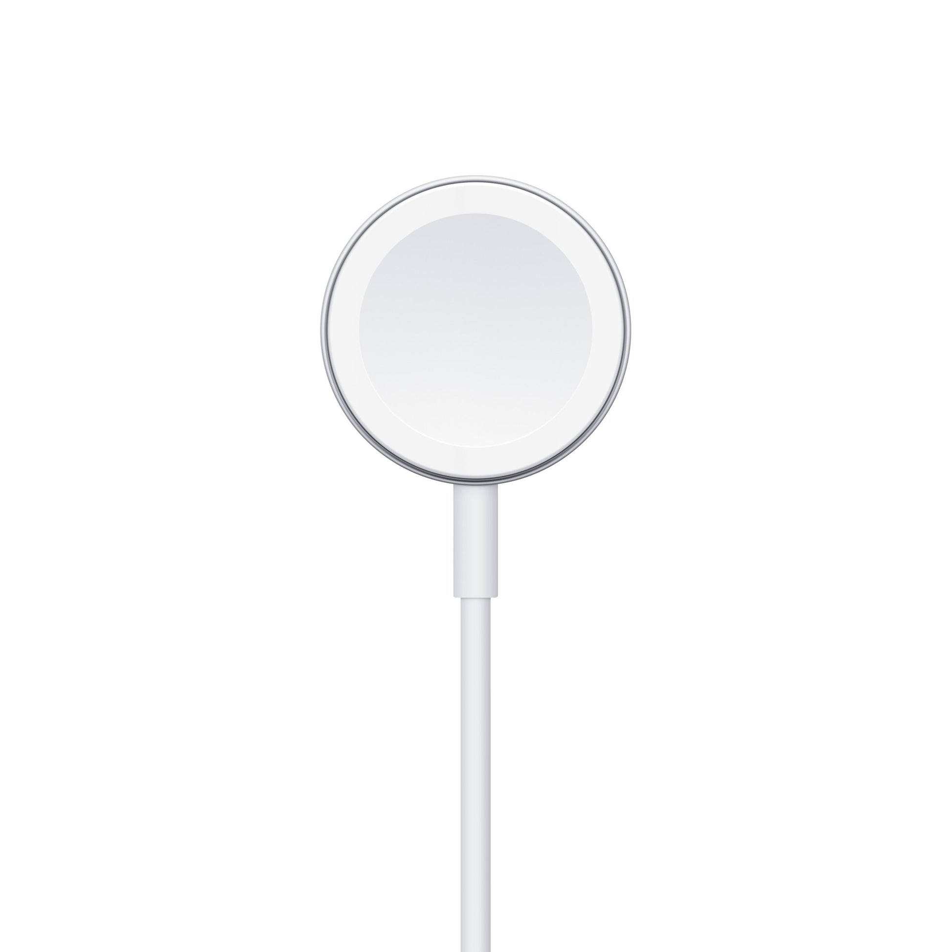 Apple magnetisk opladningskabel til Apple Watch 1m, hvid cirkulær oplader med USB og tyndt kabel.