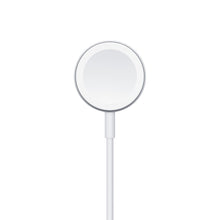Apple magnetisk opladningskabel til Apple Watch 1m, hvid cirkulær oplader med USB og tyndt kabel.