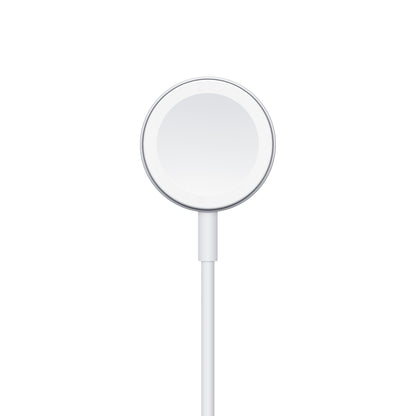 Apple magnetisk opladningskabel til Apple Watch 1m, hvid cirkulær oplader med USB og tyndt kabel.