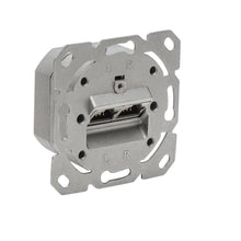 Indsæt FTP-netværksstik Cat. 6, dobbelt RJ45-porte med L/R-mærkning, metallisk ramme til el-installationsdåse.