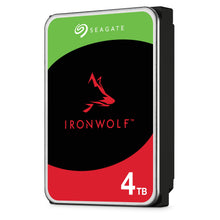 Seagate Ironwolf 3,5" intern harddisk 4TB med karakteristisk label og wolf-logo, egnet til NAS.