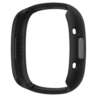 Otterbox SE Bumper til Fitbit Versa 4 sort plast, rektangulær ramme, grå knap, to huller, indgraveret MADE IN CHINA.