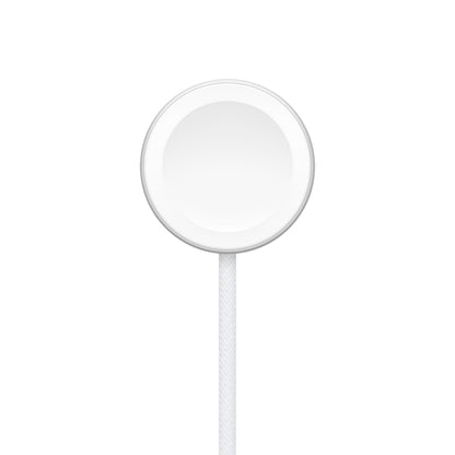 Apple magnetisk hurtigopladningskabel til Apple Watch 1 m, hvidt rundt design, vævet kabel, magnetisk opladning.