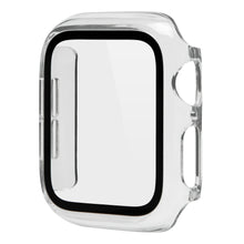 Apple Watch cover 40 mm transparent med sorte kanter og hærdet glas skærmbeskyttelse rektangulært design.