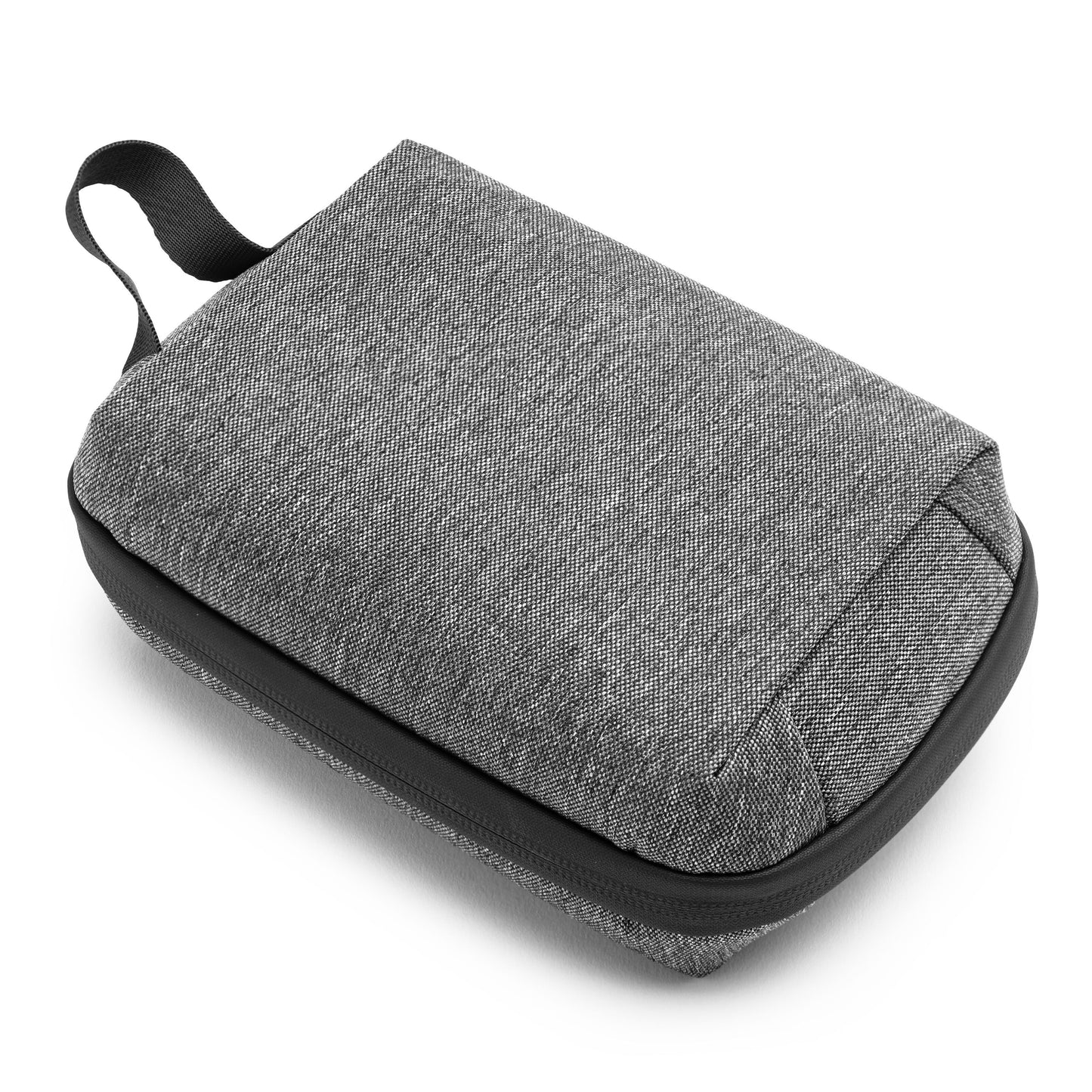 Linocell Teknologitaske grå vandafvisende nylon, sorterer lynlås og bærestrop til kabler og adaptere.