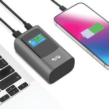 Linocell Premium powerbank 30W 10000mAh med USB-C Power Delivery og digitalt display til resterende kapacitet.