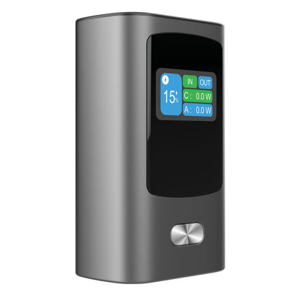 Linocell Premium Powerbank 30W 10000mAh grå med batteriprocent, effekt i watt og USB-C Power Delivery.