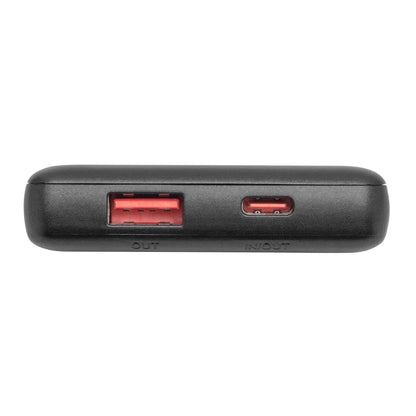 Linocell Powerbank 5000 mAh med én USB-A port (OUT) og én USB-C port (IN/OUT) synlig på siden.