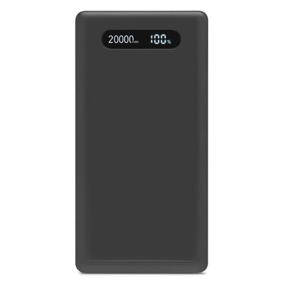Linocell powerbank 20W 20000mAh sort, afrundede kanter, LED-display med batteristatus, understøtter hurtig opladning.