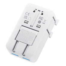 Anker Nano Travel Adapter 5-i-1 20W hvid, kompakt universaladapter med til justerbart stik og til blå USB-porte.