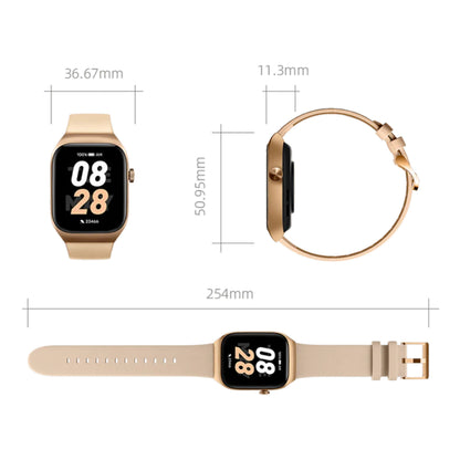 Mibro Se T2 smartur guld, 36,67x50,95x11,3mm, 254mm rem, Bluetooth-opkald, AMOLED-skærm viser klokken 08:28.