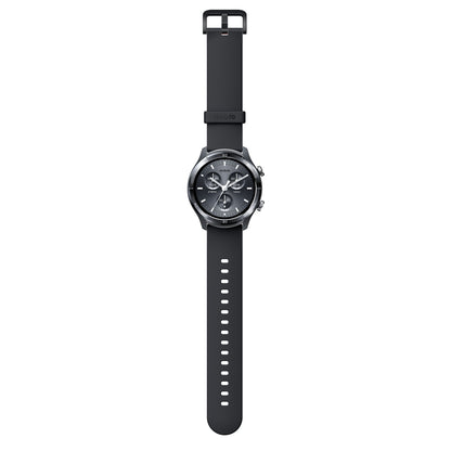 Mibro Se A3 smartwatch mørkegrå, rund urskive, sølvmarkeringer, tre subdials, justerbar silikonerem, AMOLED-skærm.