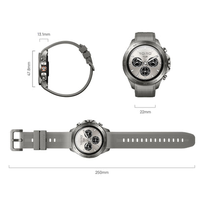 Mibro Se GS Explorer S Titanium Bezel smartwatch grå, rund urskive, kronograf, rillet rem, GPS, 47,8x22x13,1mm, 250mm længde.