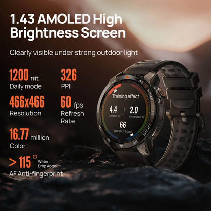 Mibro GS Pro2 Beige smartwatch med rund 1,43" AMOLED-skærm 466x466, 326 PPI, 60Hz, 1200 nits og GPS sportsfunktioner.