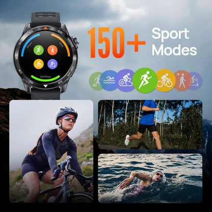 Mibro GS Pro2 beige smartwatch med GPS, 150+ sportstilstande, ikoner til cykling, løb, svømning og vandring.