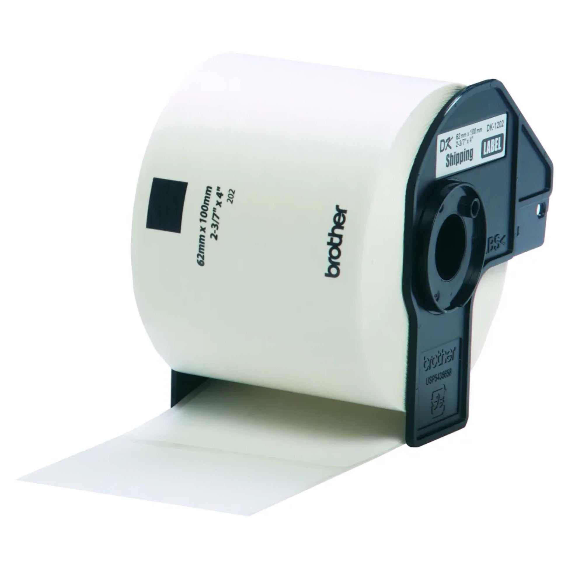 Brother SE-11202 hvide fragtetiketter 62x100 mm i sort plastkassette til Brother QL-1100 labelprinter.