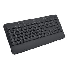 Logitech Signature K650 trådløst tastatur i grafitfarve med håndledsstøtte og numerisk tastatur.