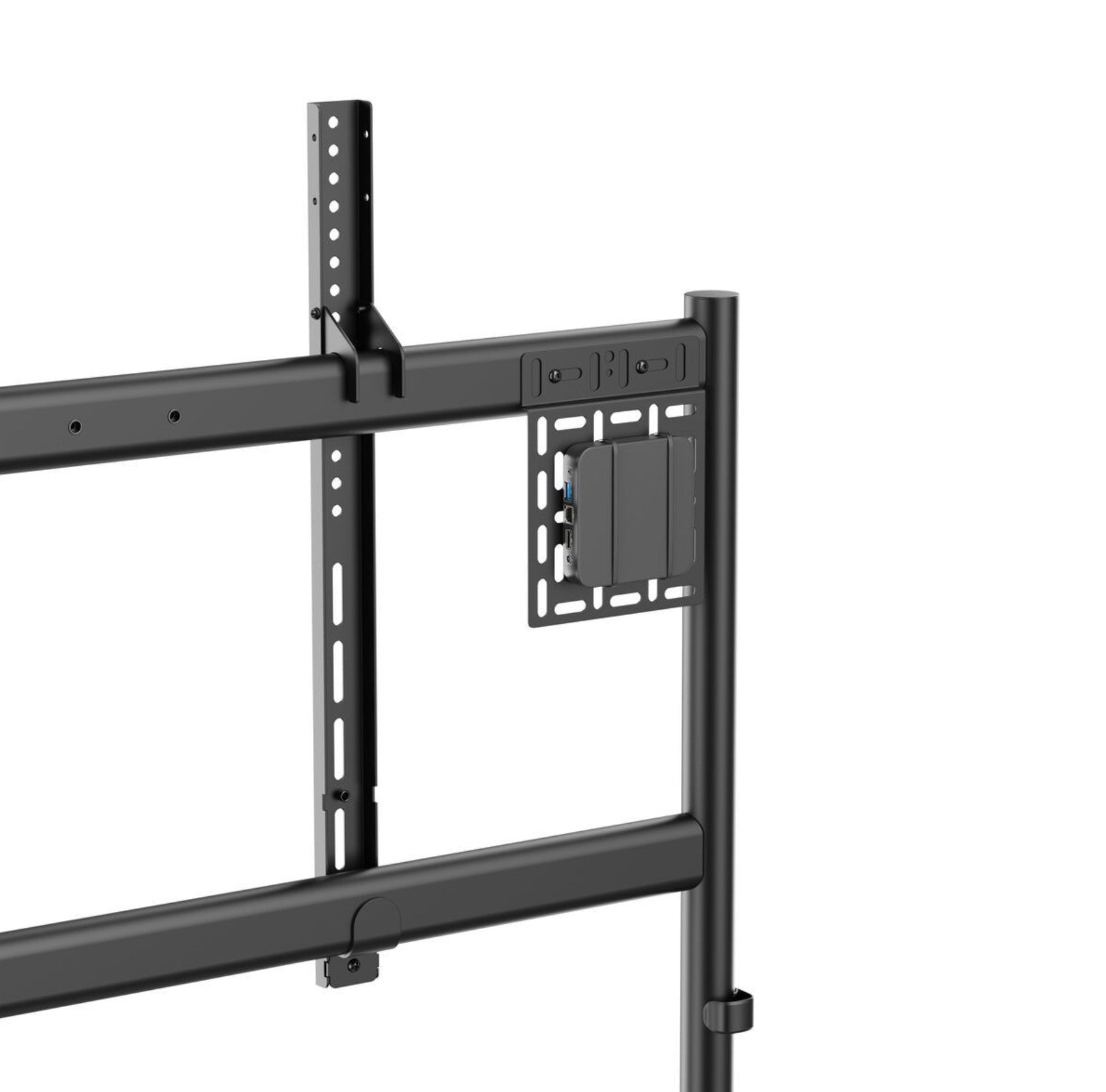 Vogels Essential T1011 B sort metal TV/monitor vægbeslag, justerbare arme, VESA 900x600, flere skruehuller, firkantet plade.