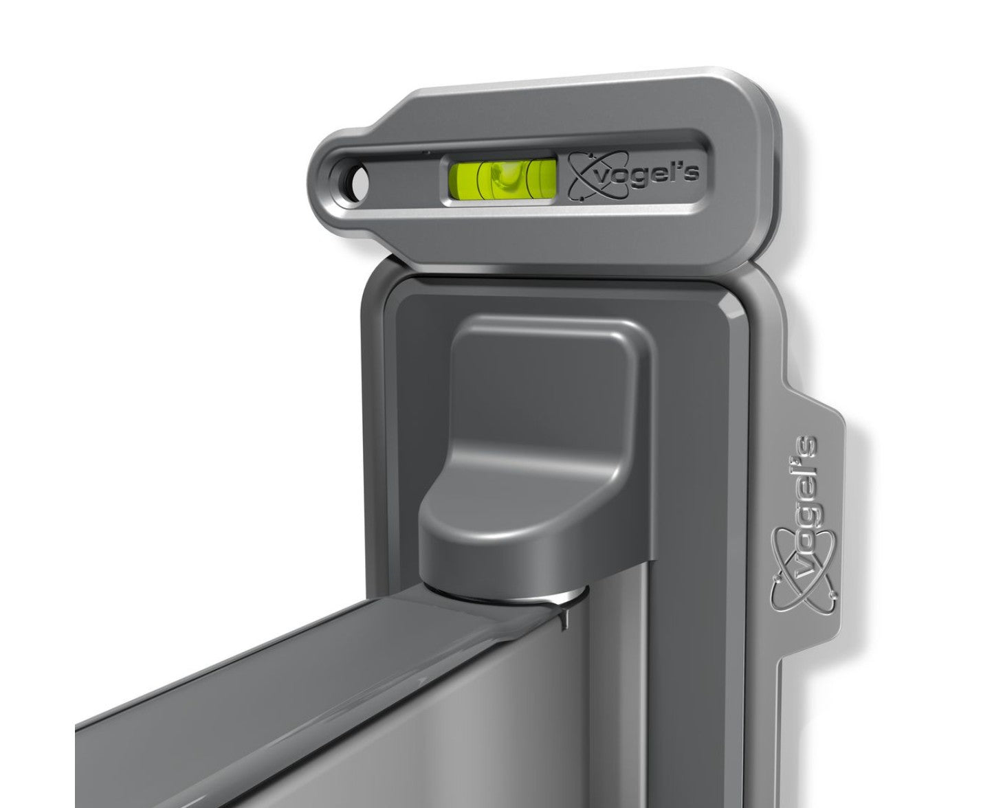 Vogels Elite TVM 5845 55-100" tv-vægbeslag med indbygget vaterpas og fugle-logo på metaldele til montering af fladskærm.